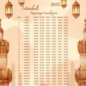 Ramazan İmsakiyesi Modern Kişiye Özel Tasarımlı Dijital Baskı 10 Adet A4 300 gr Model 45