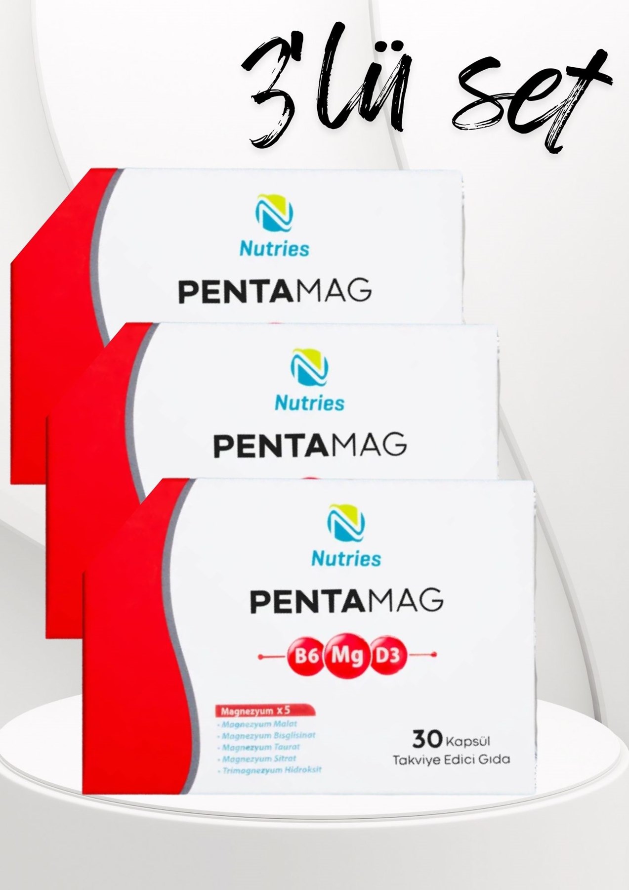 Pentamag Magnezyum Takviyesi 30 Kapsül – 3’lü Ekonomik Set
