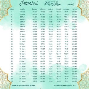 Ramazan İmsakiyesi Modern Kişiye Özel Tasarımlı Dijital Baskı 100 Adet A4 300 gr Model 49