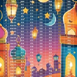 Ramazan İmsakiyesi Modern Kişiye Özel Tasarımlı Dijital Baskı 10 Adet A4 300 gr Model 4