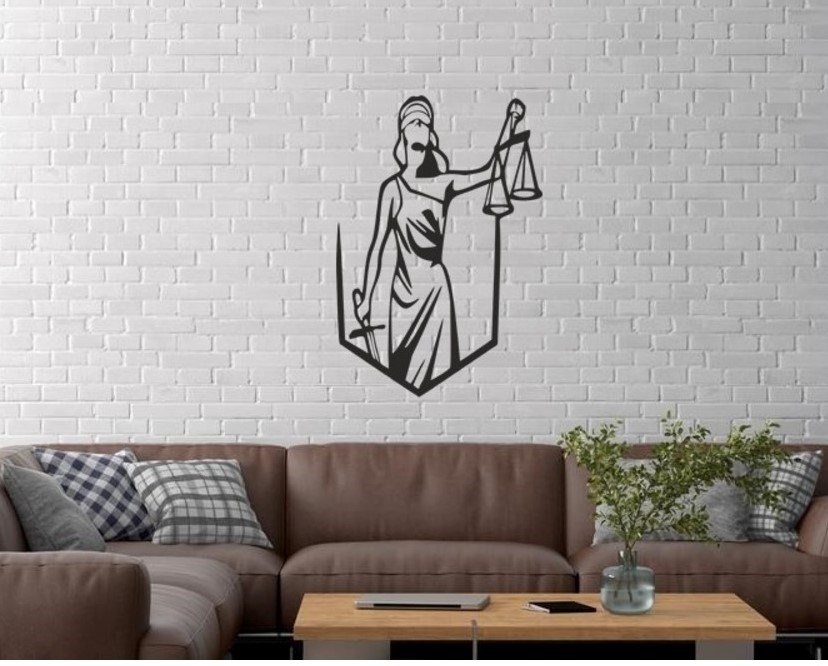 Duvar Dekor Süs Mdf Ahşap Adalet Terazisi 30x44 Siyah Renk