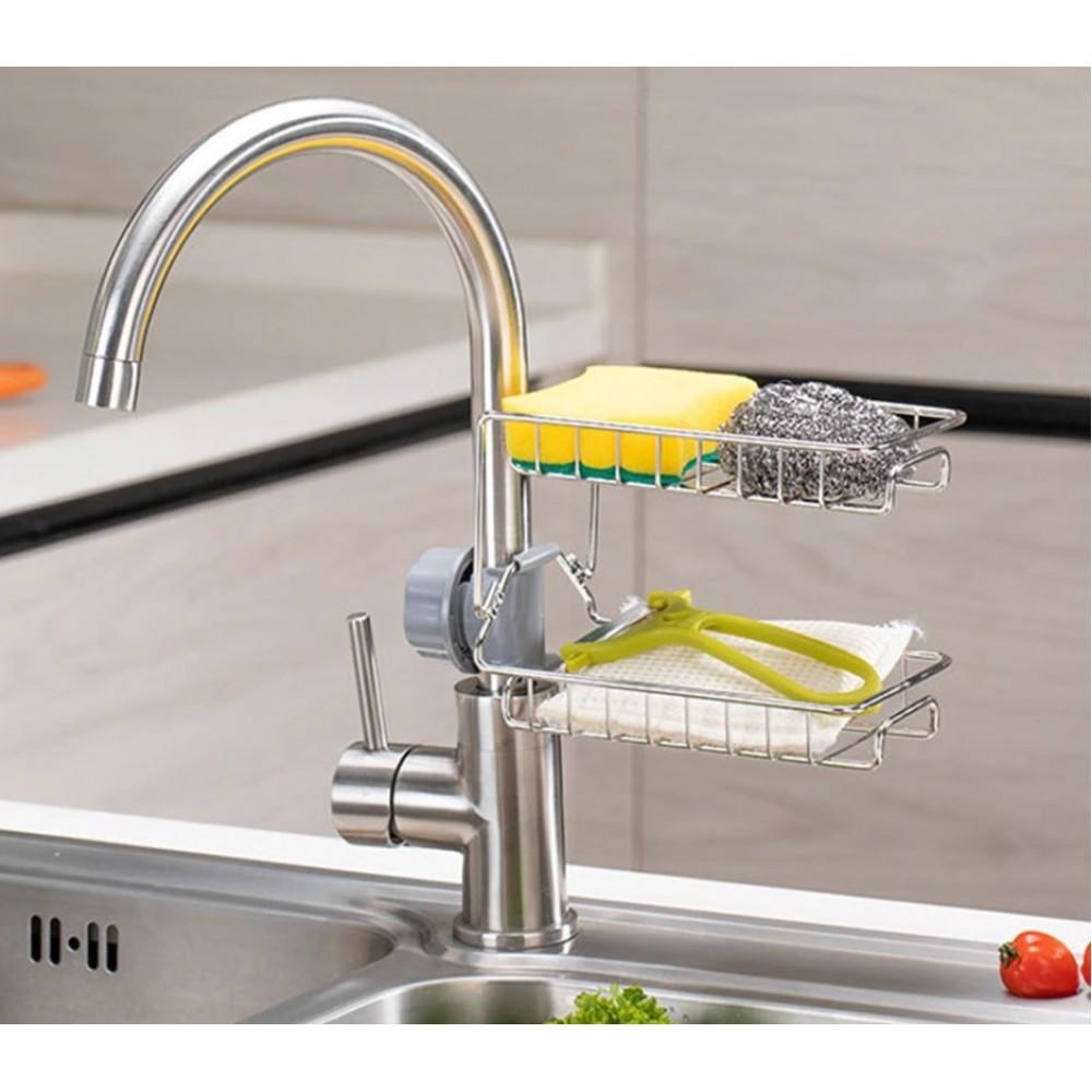 Metal Lavabo Rafı Organizer İki Katlı Sabunluk