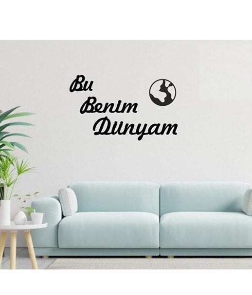 Duvar Dekor Süs Mdf Ahşap Bu Benim Dünyam Yazılı Siyah Renk