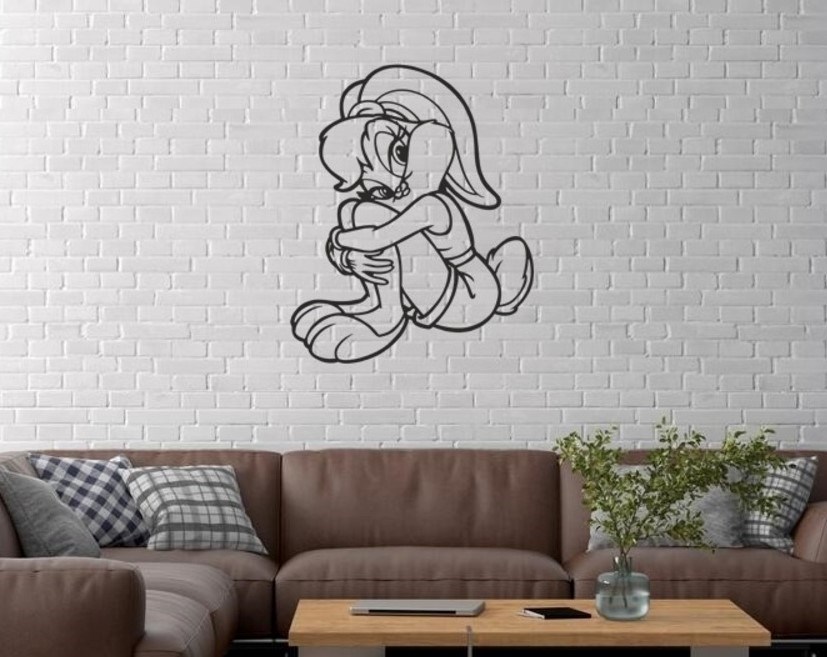 Duvar Dekor Süs Mdf Ahşap Lola Bunny Temalı 26 x 32 Siyah Renk