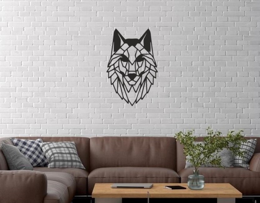 Duvar Dekor Süs Mdf Ahşap Kurt Temalı 23 x 35 Siyah Renk