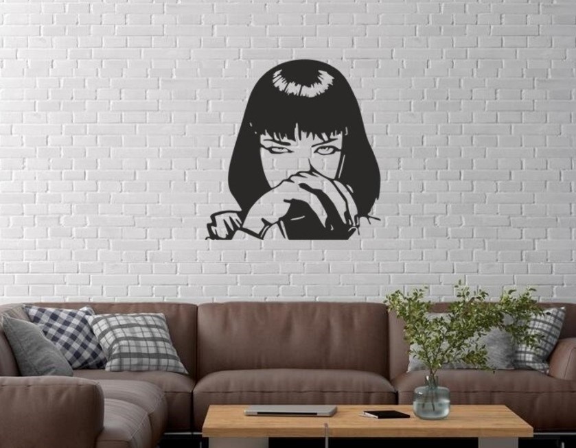 Duvar Dekor Süs Mdf Ahşap PULP FICTION Temalı 31 x 32 Siyah Renk