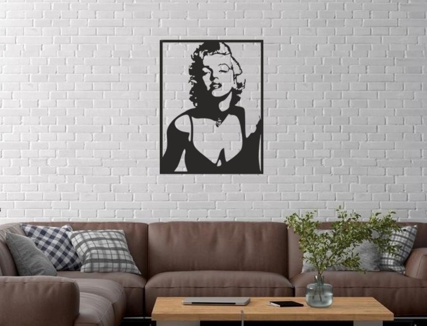 Duvar Dekor Süs Mdf Ahşap Marilyn Monroe 30 x 39 Siyah Renk