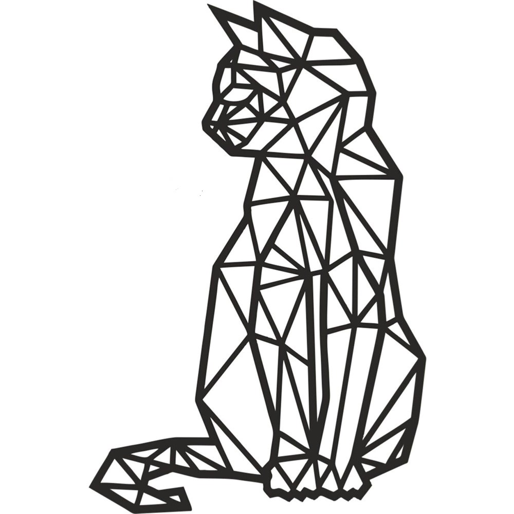 Duvar Dekor Süs Mdf Ahşap Oturan Kedi Temalı 21 x 32 Siyah Renk