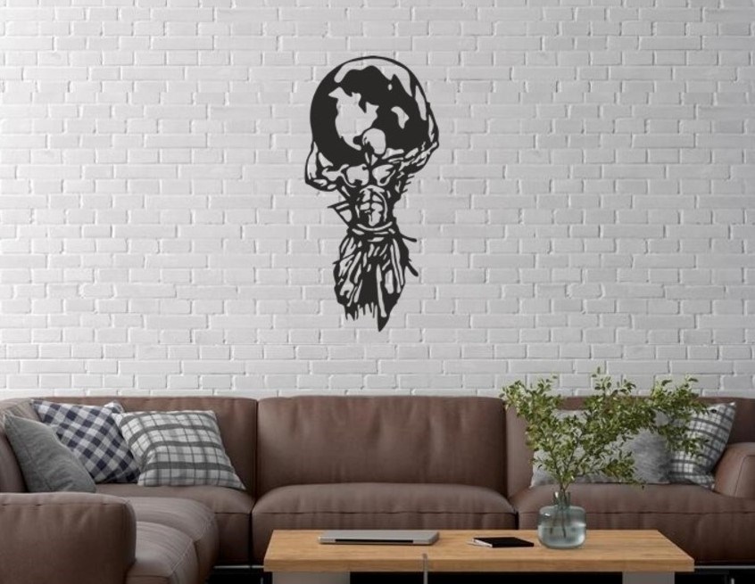 Duvar Dekor Süs Mdf Ahşap Dünya Atlas Temalı 19 x 39 Siyah Renk