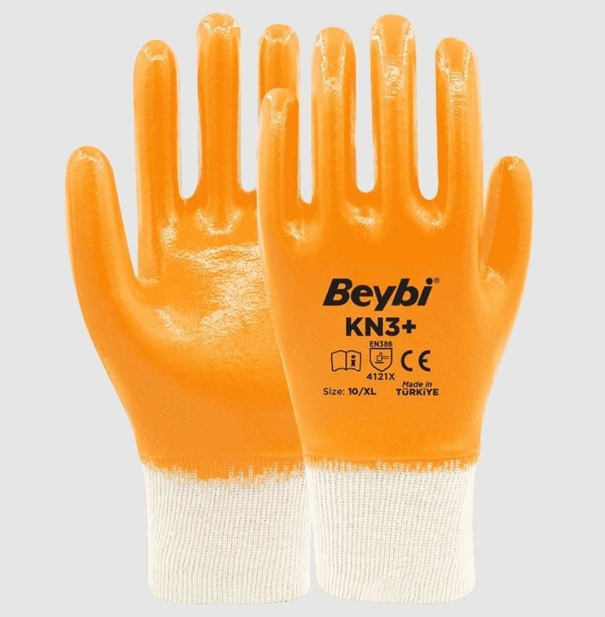 Beybi KN3+ No:9 Sarı Tam Nitril Pamuk Eldiven 1 Adet