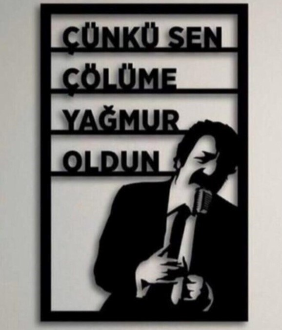 Duvar Dekor Süs Mdf Ahşap Müslüm Gürses Temalı 39 x 55 Siyah Renk