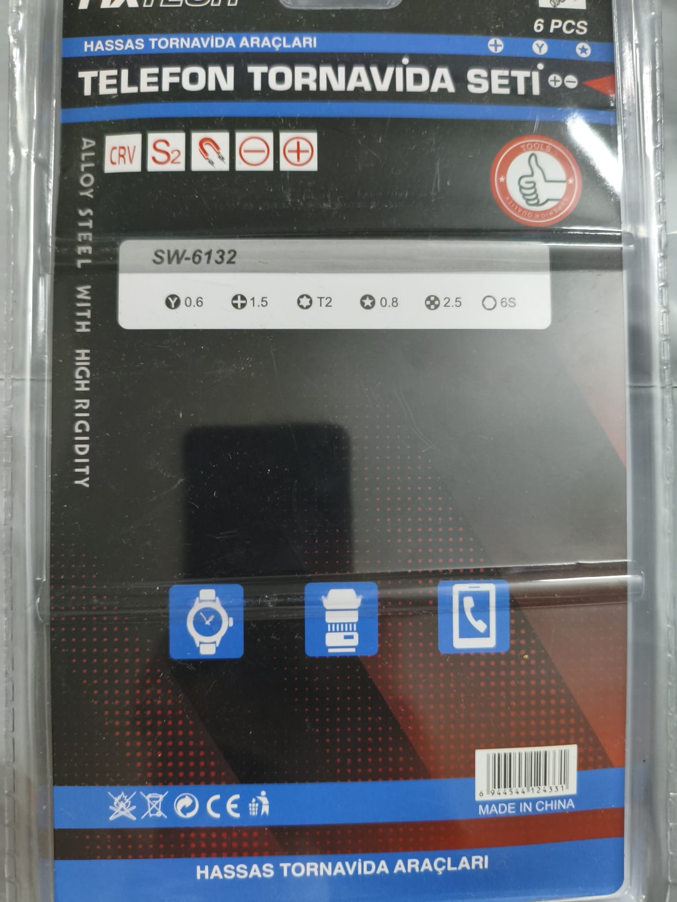 6 Parça Saatçi Ve Telefoncu Onarım Tornavida Seti Hassas Tornavida Seti