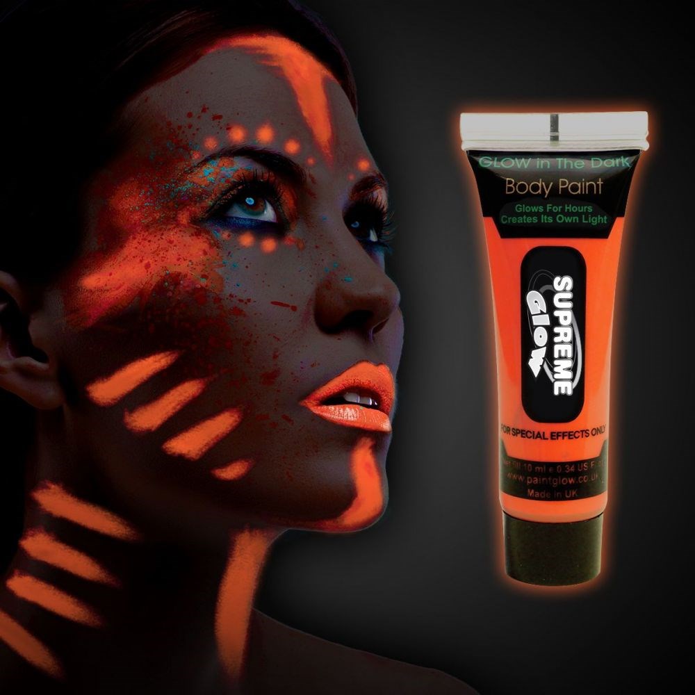 Karanlıkta Parlayan Fosforlu Neonlu Glow Parti Yüz Boyası Vücut Kremi Turuncu Renk