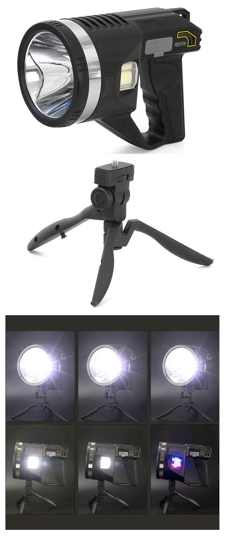 Şarjlı Dev Boy El Feneri Tripod Ayaklı Parlak Led El Lambası Kamp, Av Ve Güvenlik İçin İdeal