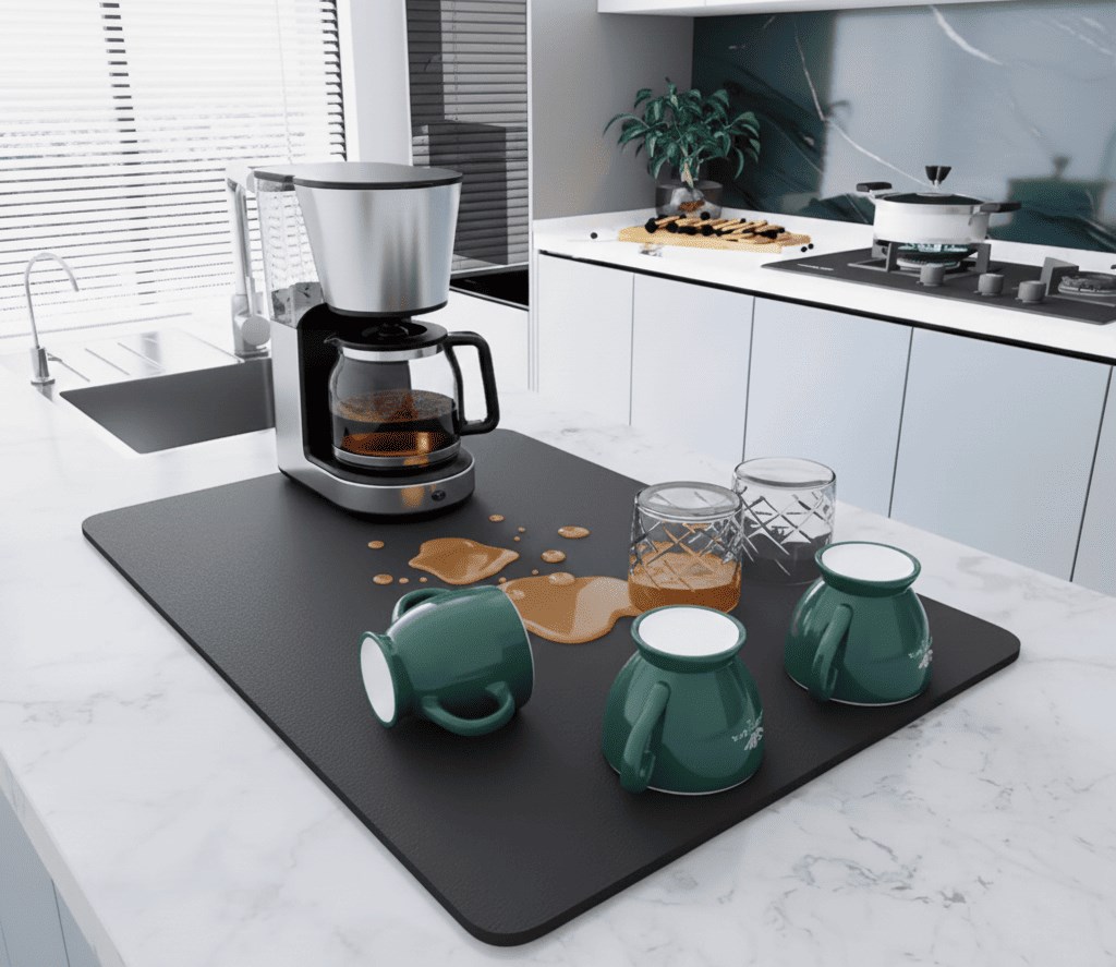 Çay Makinesi Altlığı Su Emici Kaymaz Taban Tezgah Koruyucu Kurulama Matı