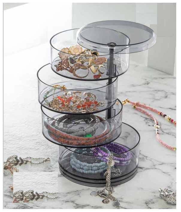 Takı - Makyaj Ve Aksesuar Organizeri 4 Katlı - Şefaff (koyu)