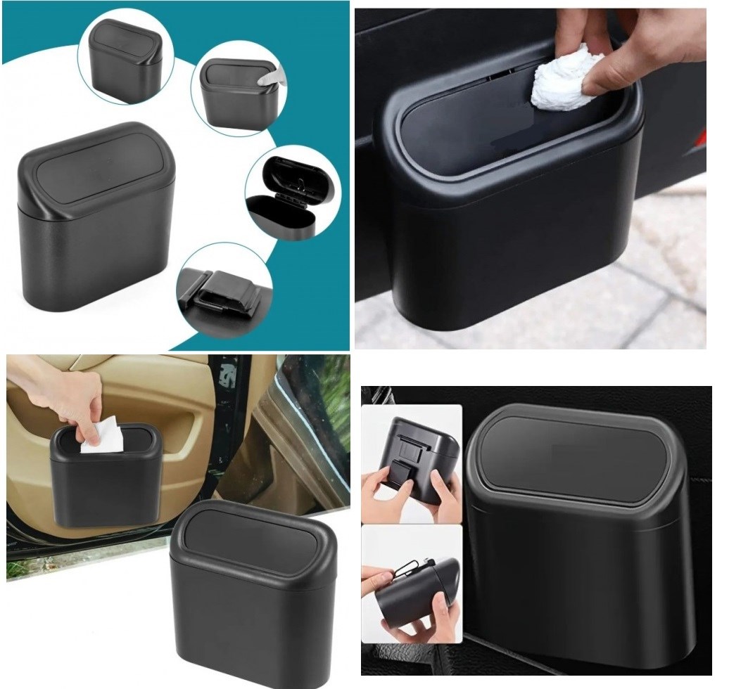 Araba Çöp Kutusu Kapaklı Organizer Siyah