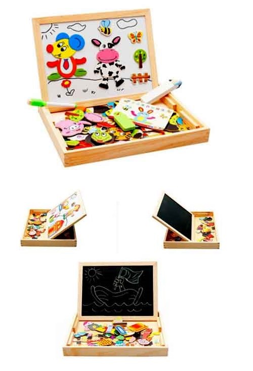Mıknatıslı Çift Taraflı Ahşap Yazı Tahtası Seti