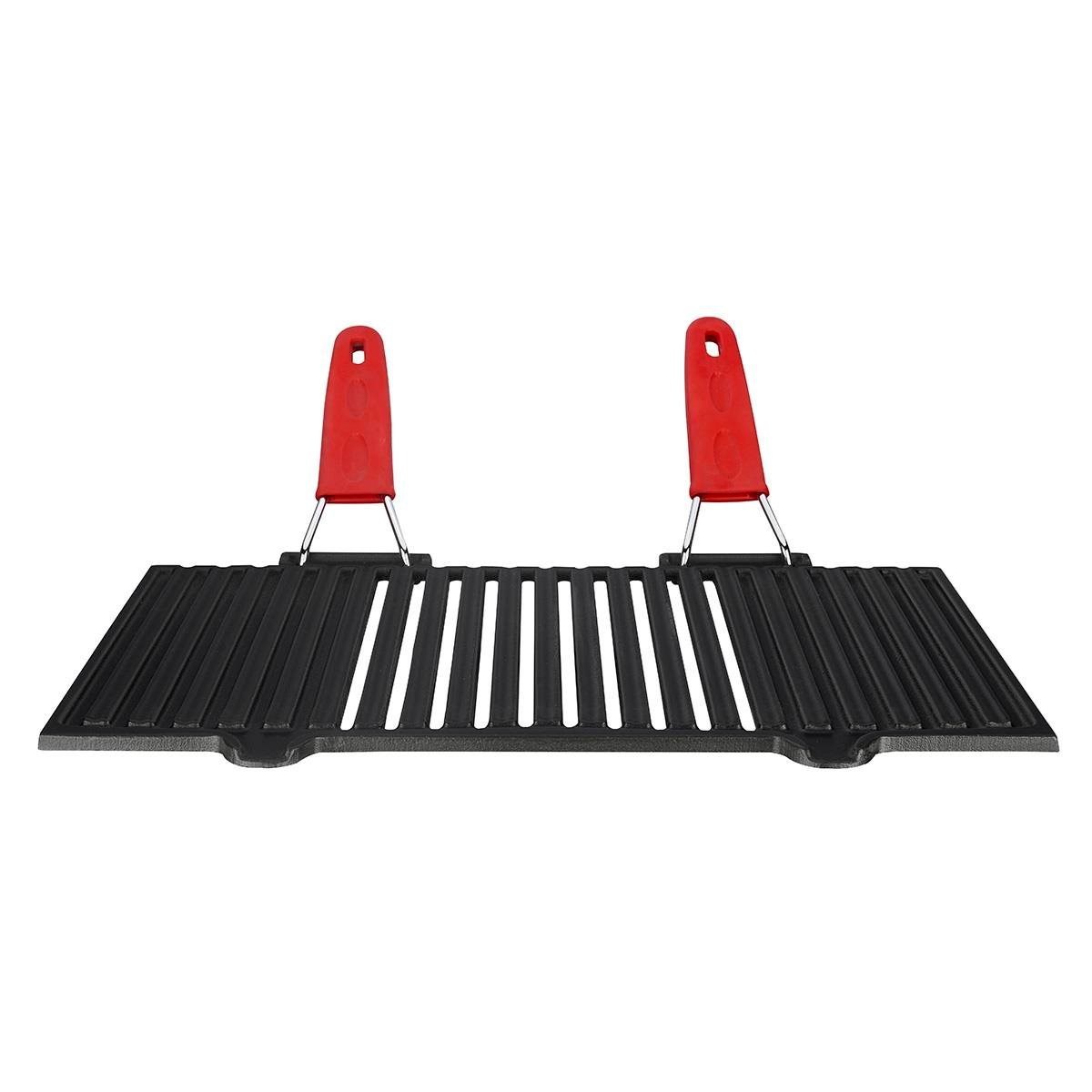 Döküm Dikdörtgen Mangal Izgarası Silikon Paslanmaz Çift Tel Saplı 40x25 cm