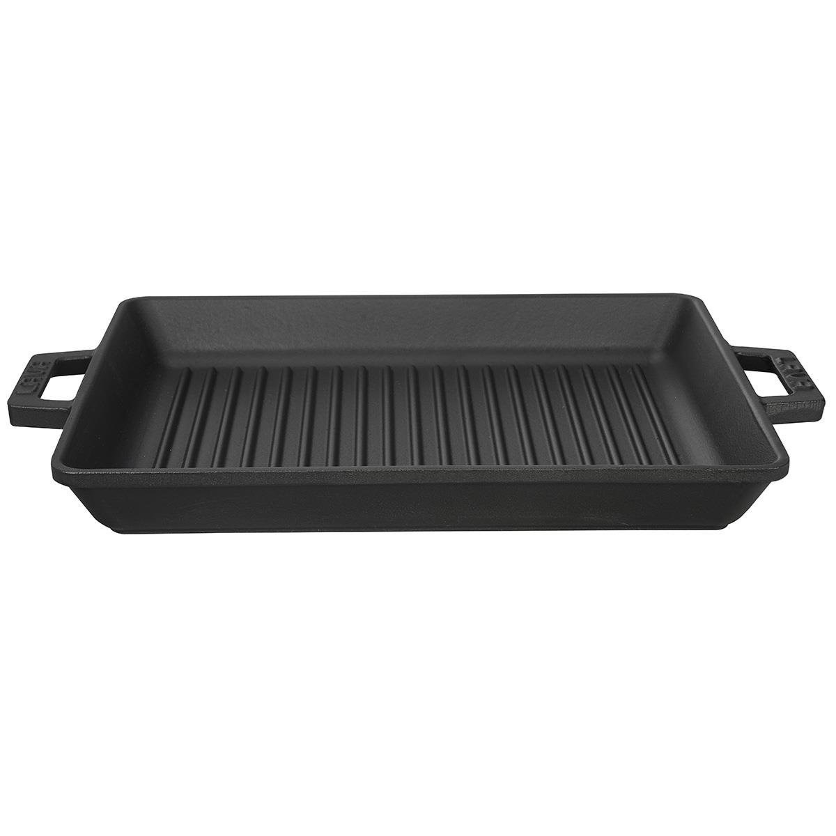 Döküm Dikdörtgen Izgara Tavası Döküm Demir Yekpare Çift Kulplu 26x32 cm