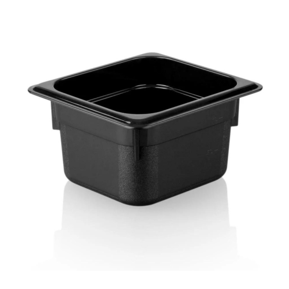 Polikarbon Siyah Gastronom Küvet 1/6 100 mm