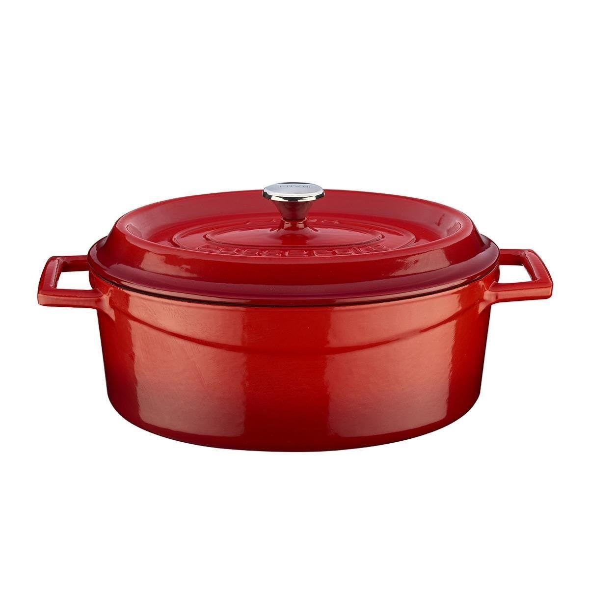 Oval Döküm Tencere Trendy Serisi 21x25 cm Kırmızı