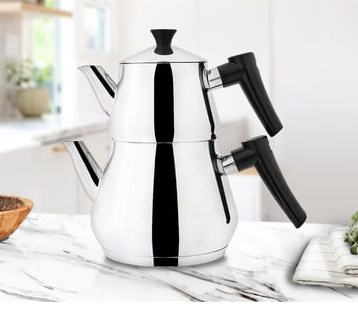 PAÇİ-PİRAMİT BKLT.KULPLU 304 ÇELİK ÇAYDANLIK (P/MTL-201243)