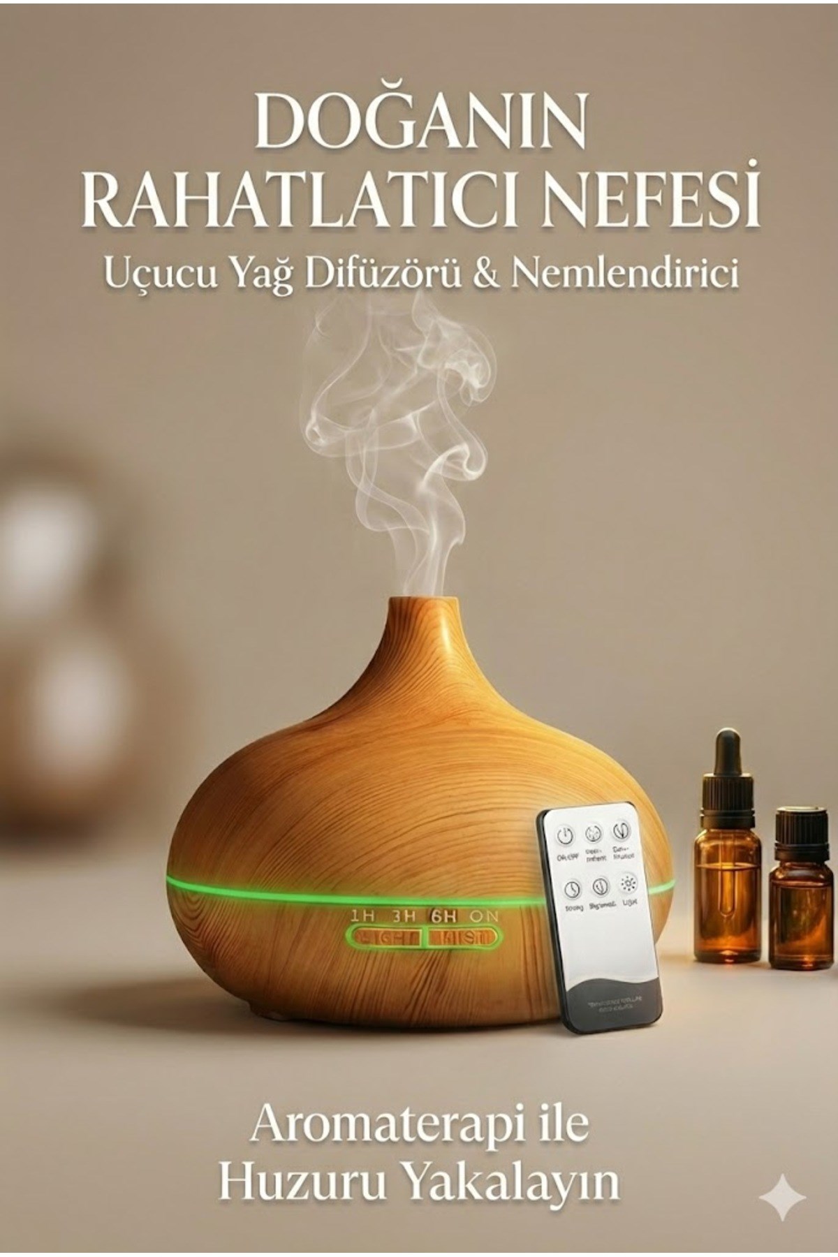 Aroma Difüzör Gece Işığı 7 Led Nemlendirici Kumandalı 550 ml Buhar Makinesi — Sonxshoop — görsel 6