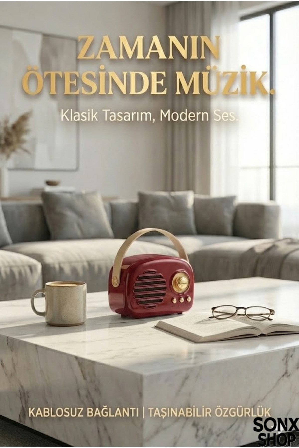 Nostaljik Retro Bluetooth Hoparlör - FM Radyo, USB ve Bluetooth Kablosuz Hoparlör — Sonxshoop — görsel 4