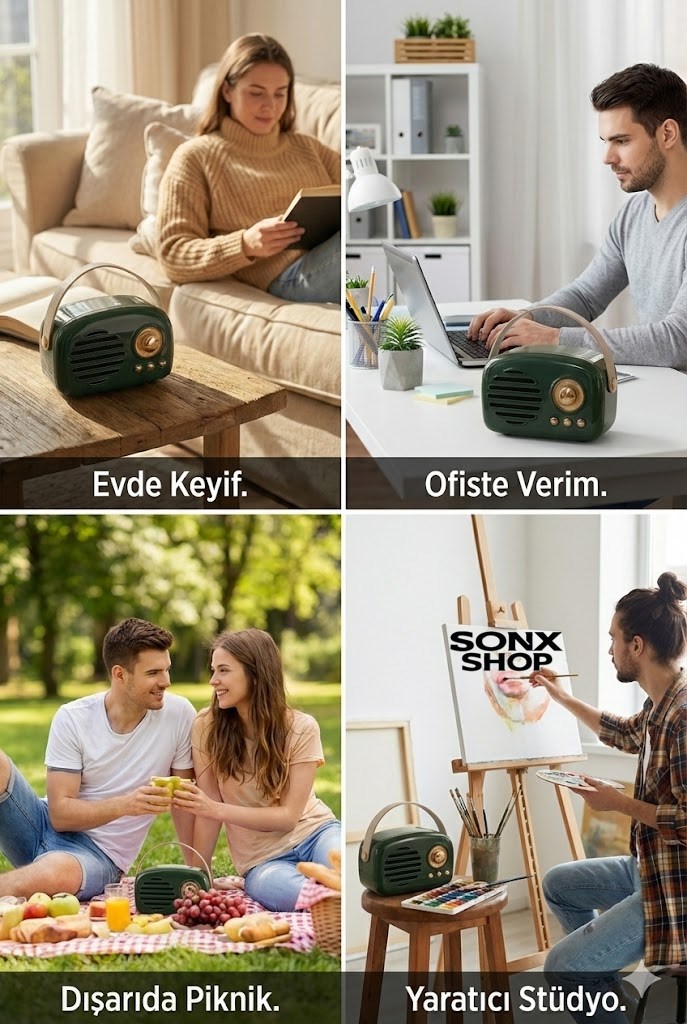 SONX Nostaljik Retro Bluetooth - FM Radyo, USB ve Bluetooth Kablosuz Hoparlör — Sonxshoop — görsel 4