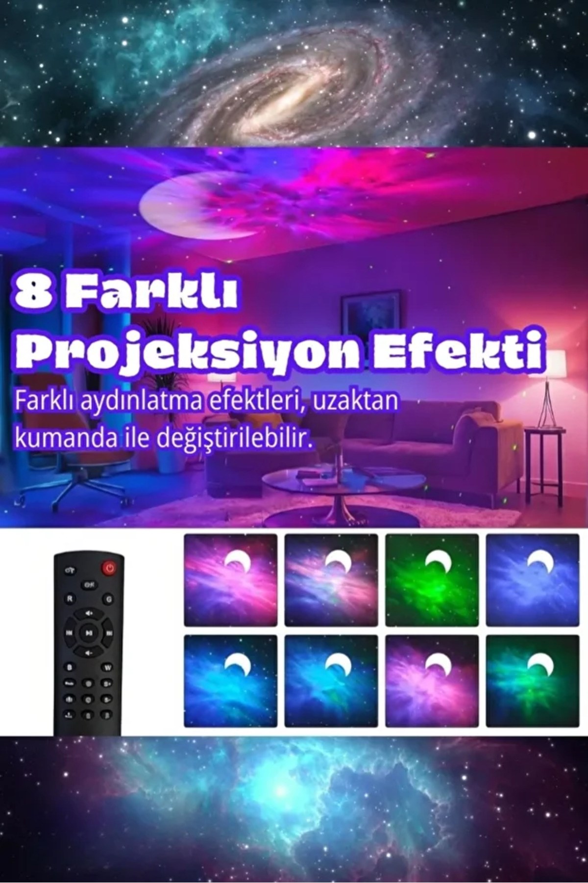 Astronot Bluetooth Hoparlör Bulutsusu Galax yAy Tavan Gökyüzü Projektör Zamanlayıcı Gece Lambası — Sonxshoop — görsel 2