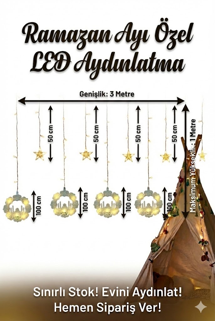 Ramazan Perde LED Işık 3 Metre — Sonxshoop — görsel 3