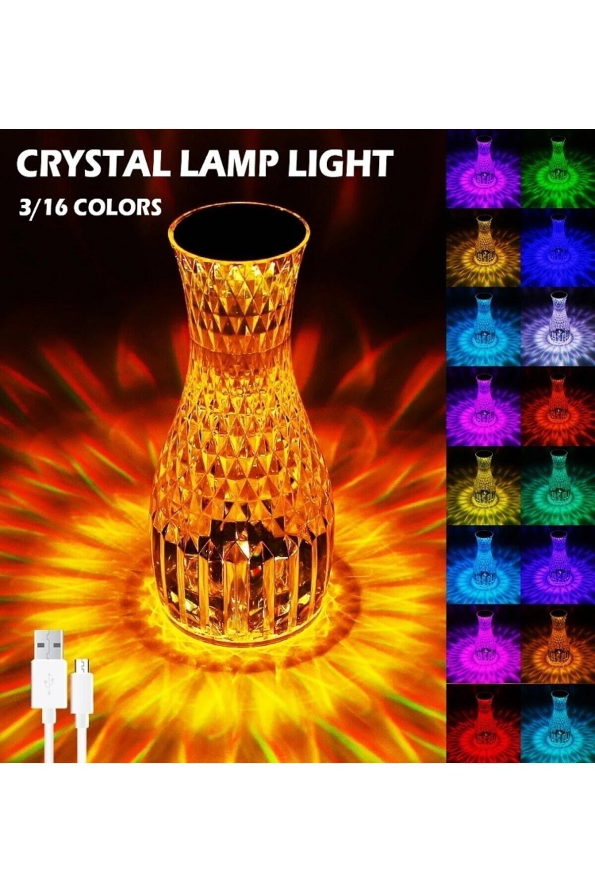 Kristal Masa Lambası Rgb Renk Değiştiren Gece Lambası 16 Renk Ve 4 Mod Dokunmatik Kontrol — Sonxshoop — görsel 2
