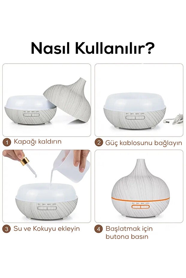 Aroma Difüzör Gece Işığı 7 Led Nemlendirici Kumandalı 550 ml Buhar Makinesi — Sonxshoop — görsel 7