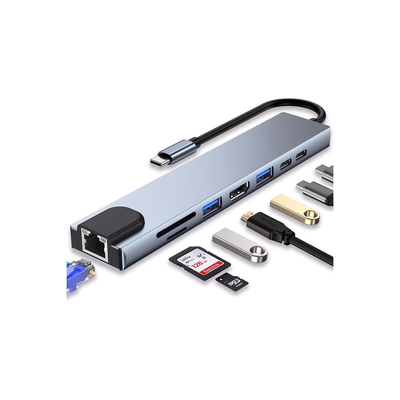 MacBook ve Laptop Uyumlu Çok Fonksiyonlu USB-C Dönüştürücü - Alüminyum Gövdeli Hub — Sonxshoop — görsel 5