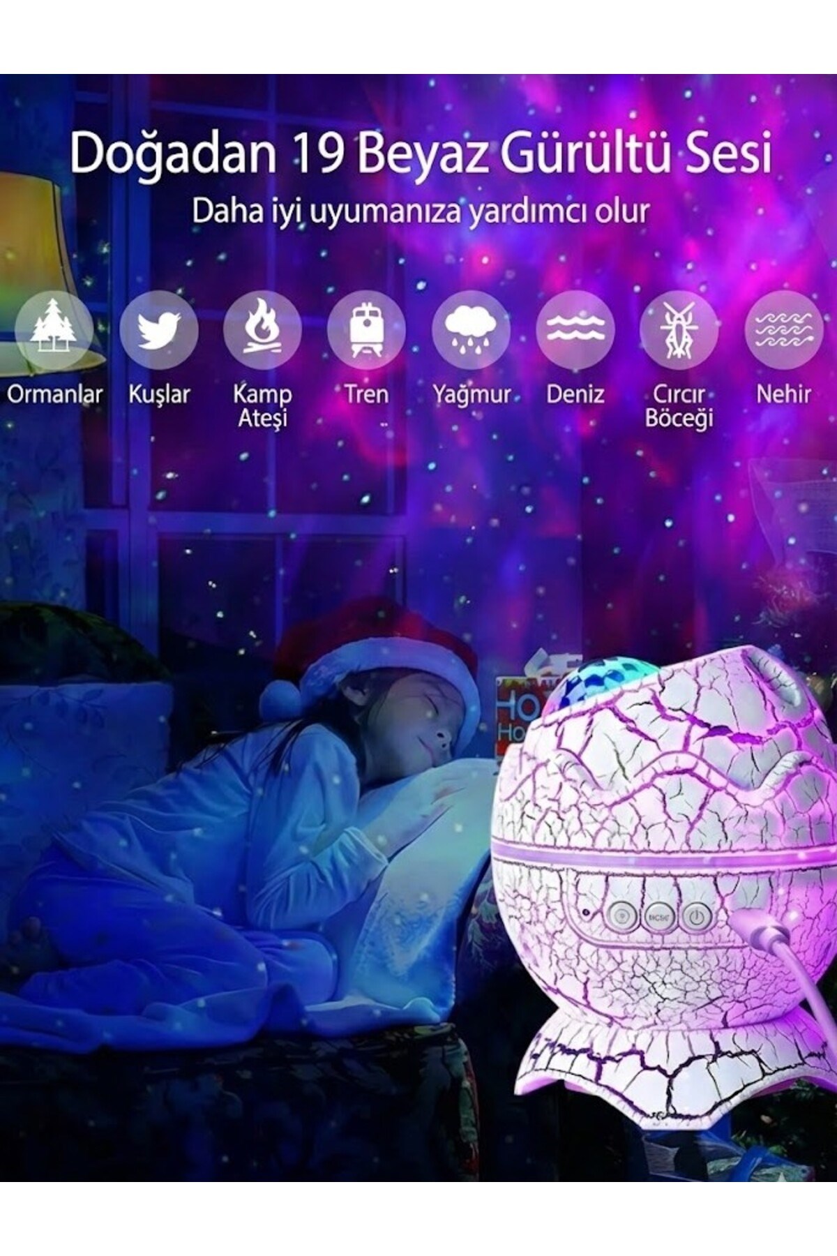 Bluetooth Hoparlörlü RGB Gece Lambası – Dinazor yumurtası Işıklı, Uzaktan Kumandalı Dekor Lamba — Sonxshoop — görsel 4