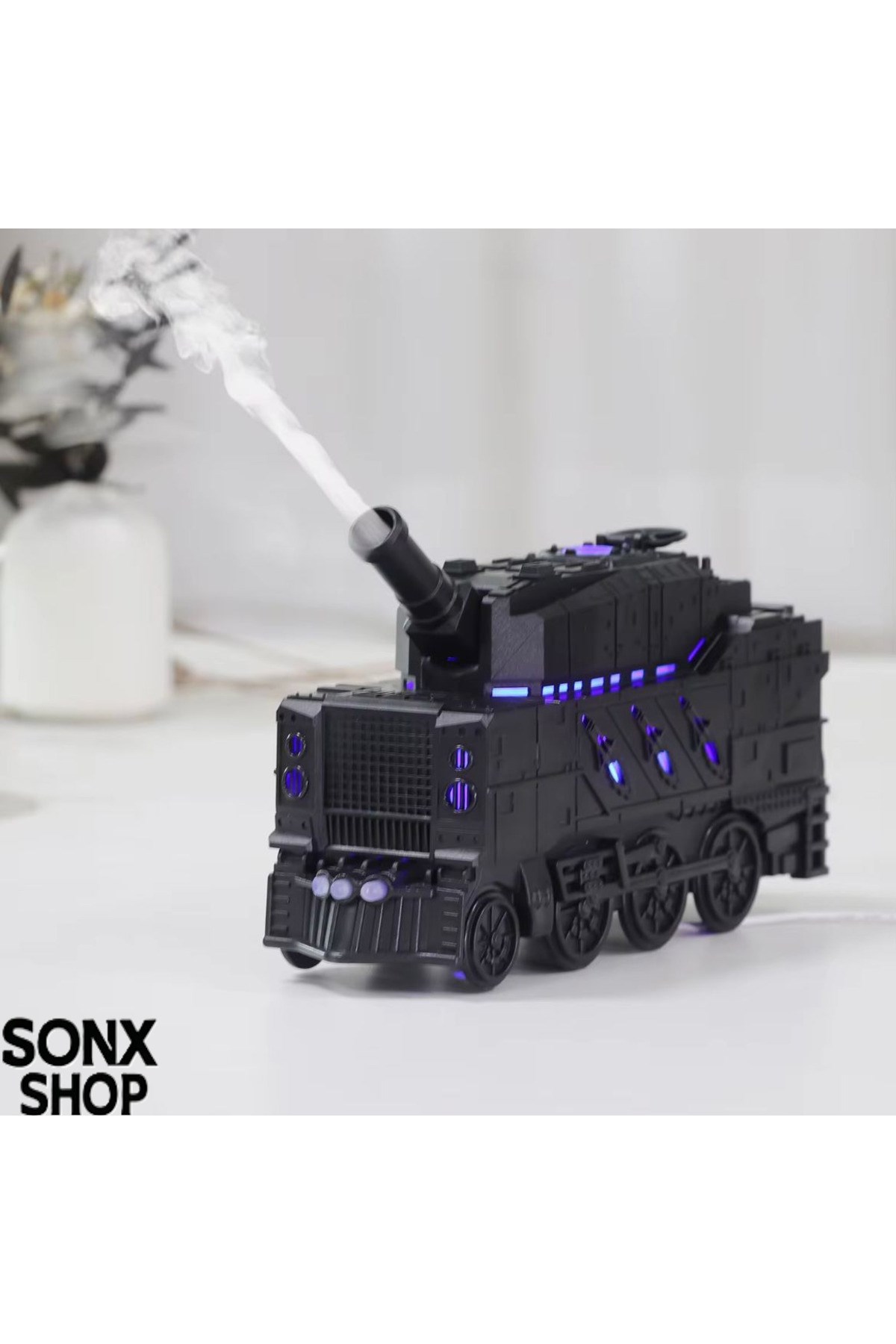 Buhar Efektli Zırhlı Tren Tasarımlı Aromaterapi Hava Nemlendirici – LED Işıklı, Sessiz ve USB Şarjlı — Sonxshoop — görsel 2