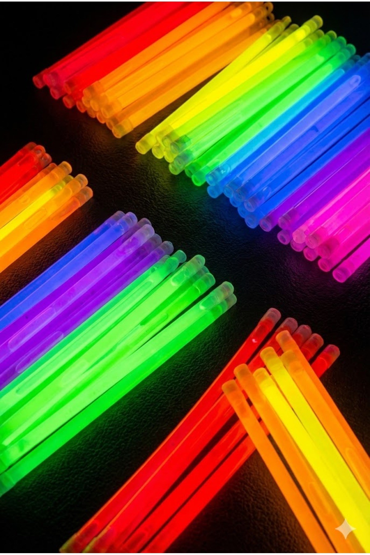 100 Adet Fosforlu Glow Stick Parti Seti | Bileklik, Kolye ve Eğlenceli Işık Çubukları