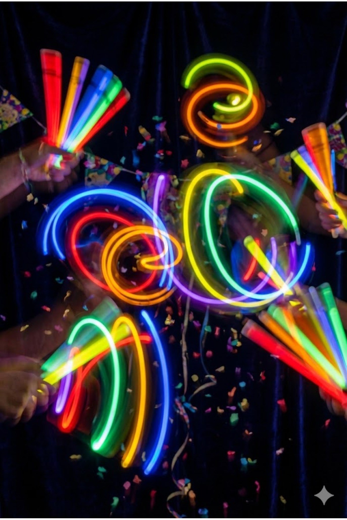 100 Adet Fosforlu Glow Stick Parti Seti | Bileklik, Kolye ve Eğlenceli Işık Çubukları