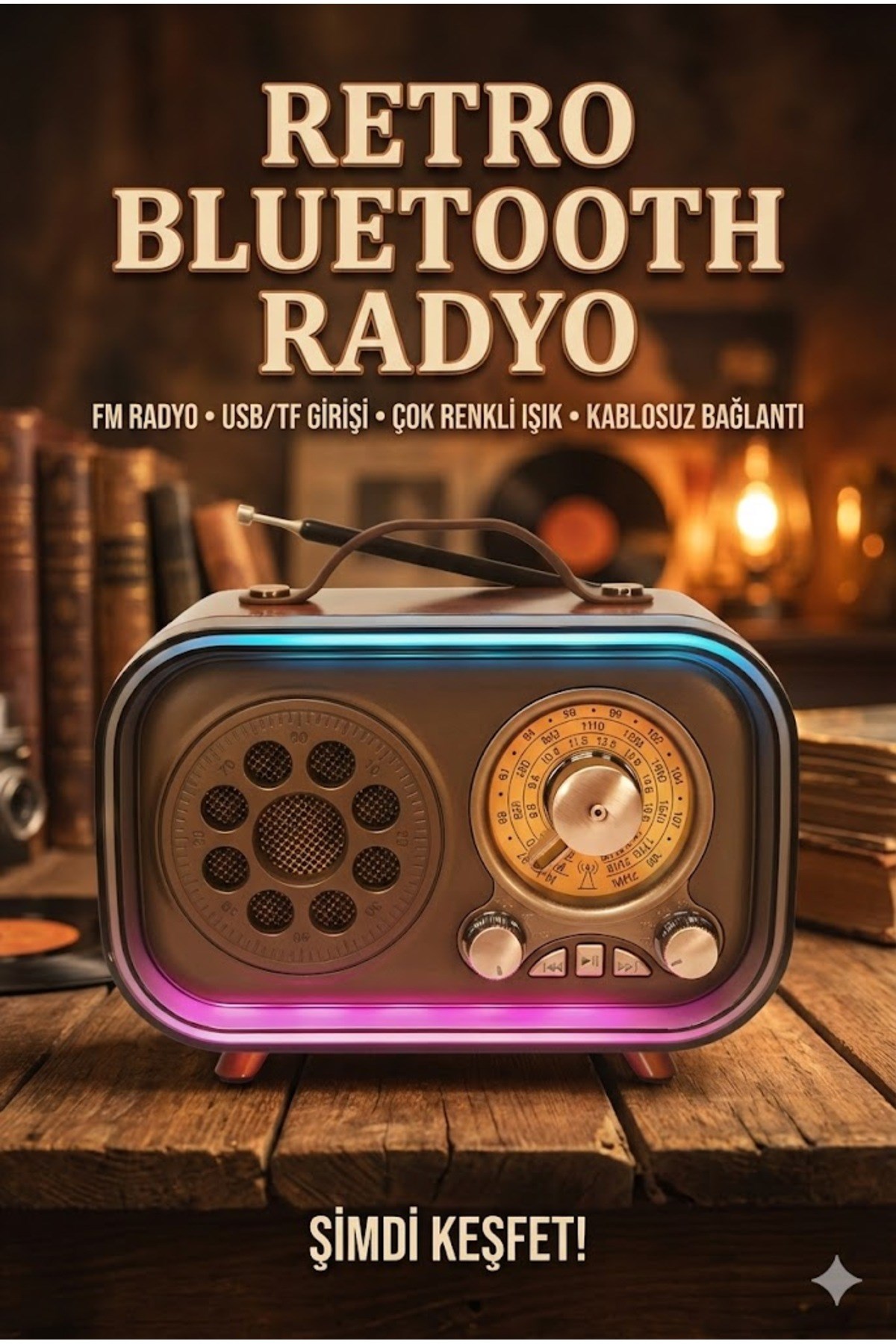 Retro Bluetooth Radyo Hoparlör USB TF Kart AUX FM Taşınabilir Nostaljik Tasarım — Sonxshoop