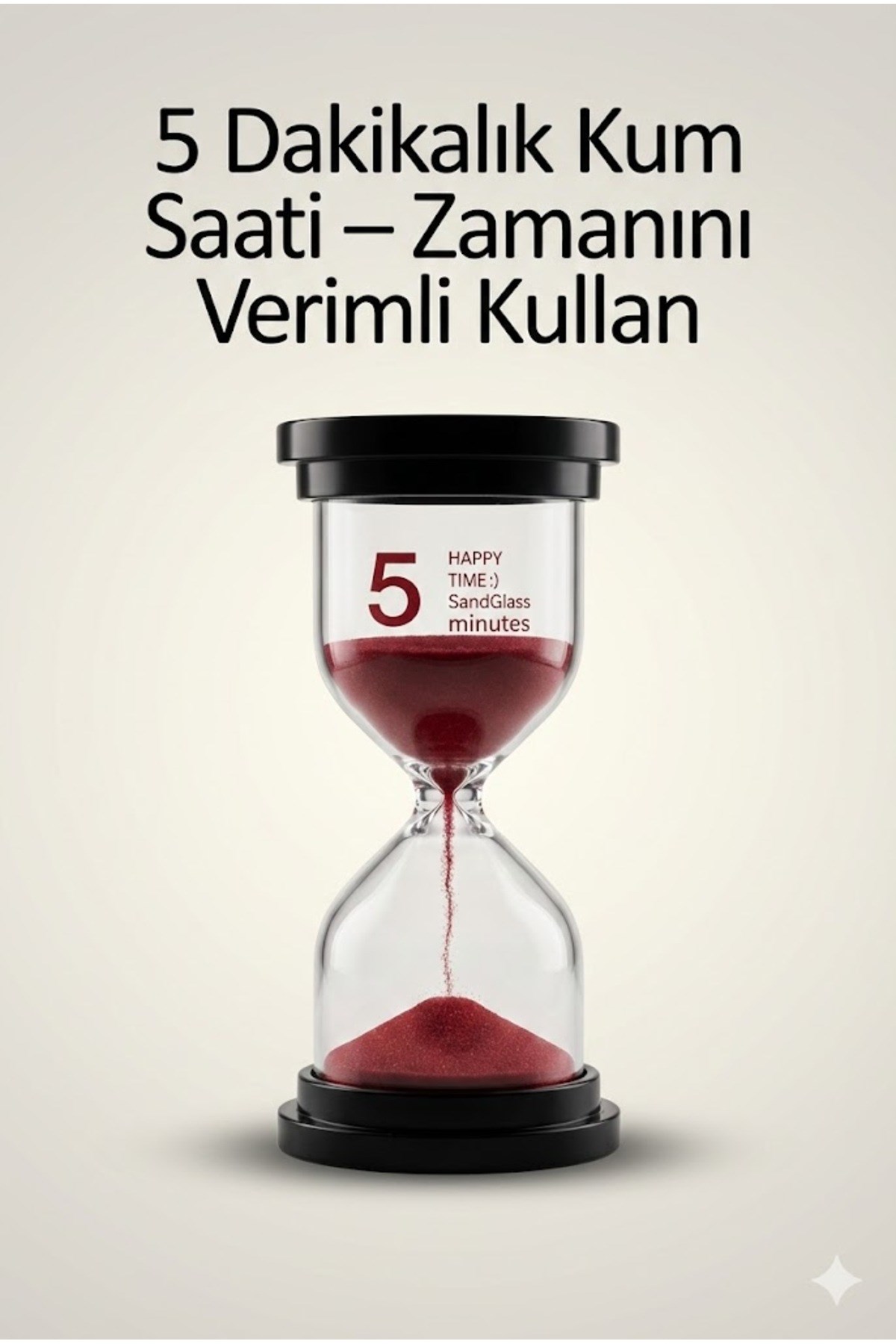 5 Dakikalık Kum Saati Zamanlayıcı – KIRMIZI Dekoratif Masa Saati 4 Renk Seçeneği