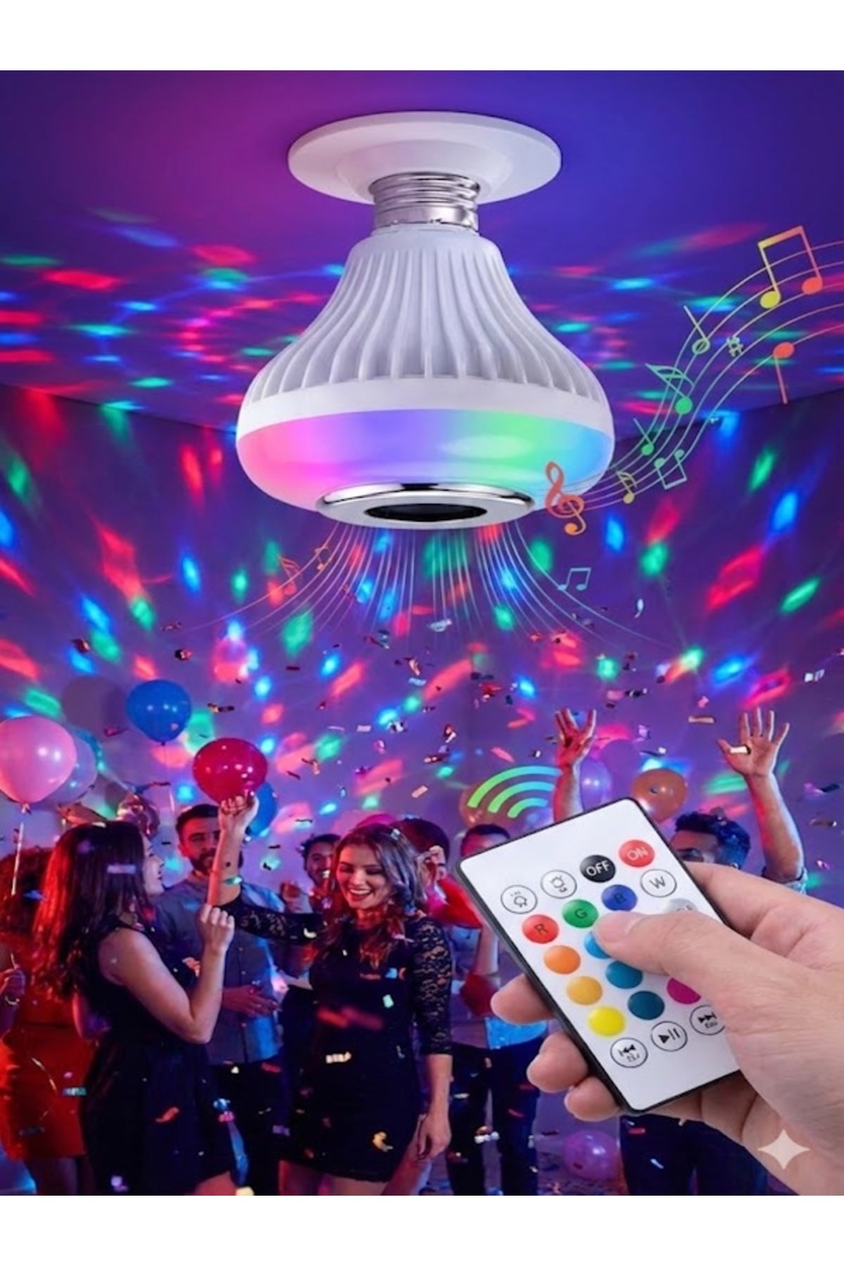 Bluetooth RGB LED Hoparlörlü Akıllı Ampul - Renkli Müzikli Lamba ve Kumanda — Sonxshoop — görsel 2