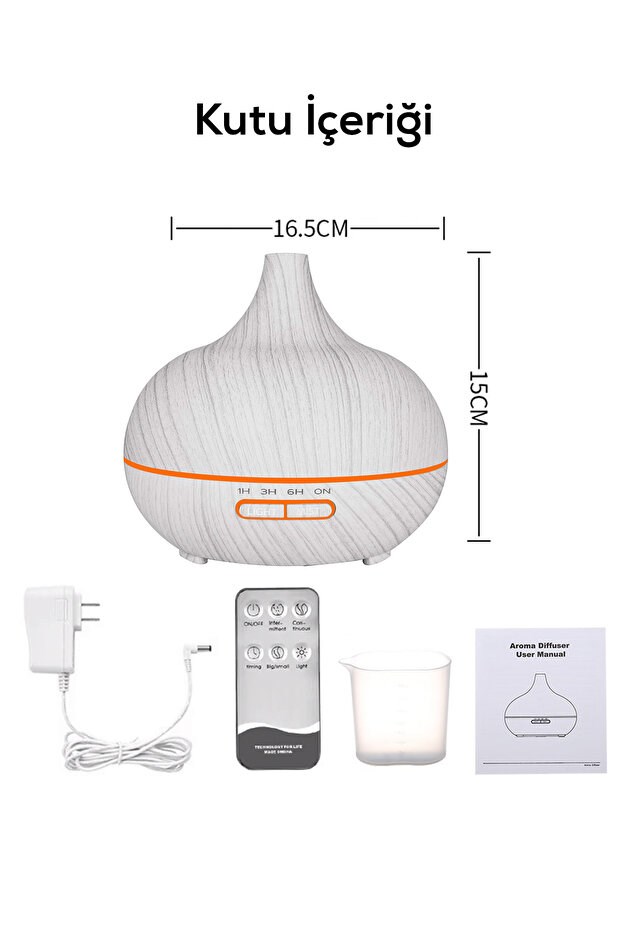 Aroma Difüzör Gece Işığı 7 Led Nemlendirici Kumandalı 550 ml Buhar Makinesi — Sonxshoop — görsel 4