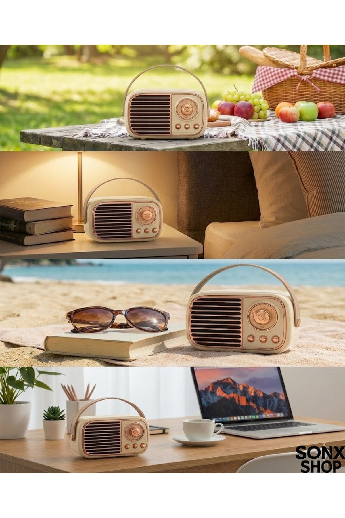 Nostaljik Retro Bluetooth Hoparlör FM Radyo ve USB Girişli Yüksek Ses Kaliteli Taşınabilir speaker — Sonxshoop — görsel 4