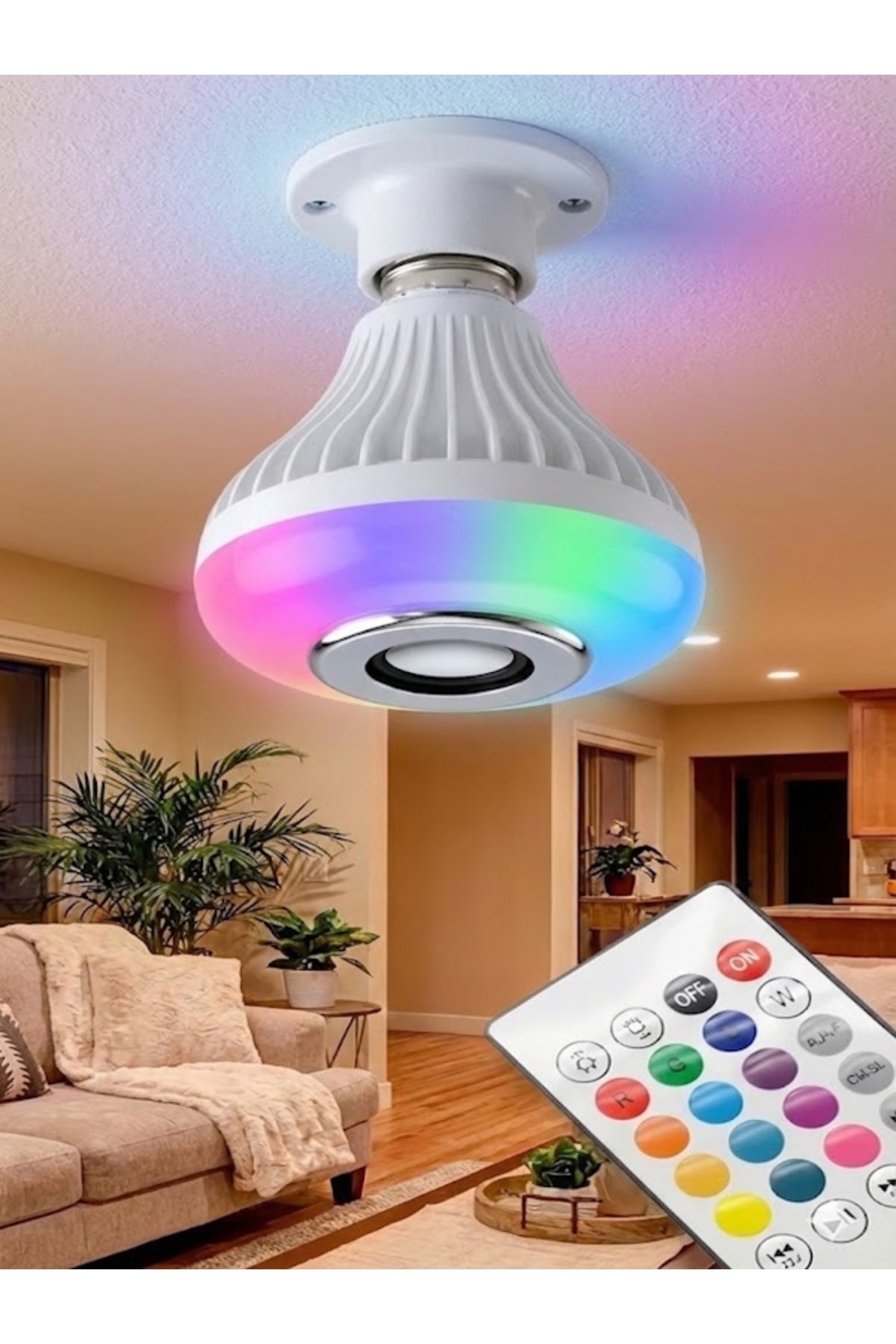 Bluetooth RGB LED Hoparlörlü Akıllı Ampul - Renkli Müzikli Lamba ve Kumanda — Sonxshoop — görsel 4