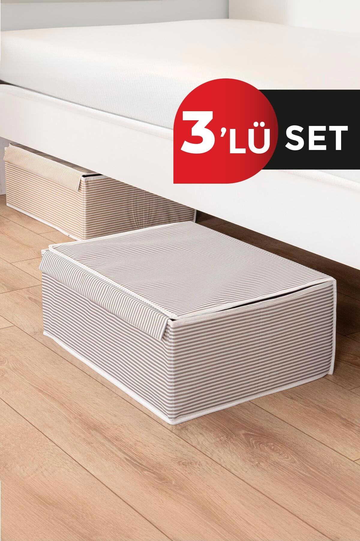 3 Adet-kapaklı Çok Amaçlı Çamaşır-saklama-düzenleme Vb Hurç, Kutu Baza Gri