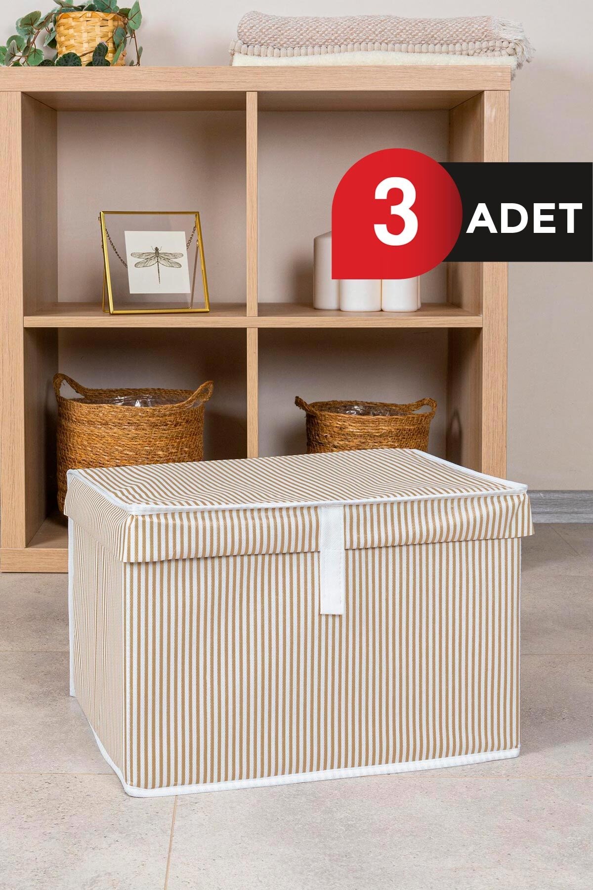 3 Adet - Kapaklı Çok Amaçlı ( Çamaşır-saklama-düzenleme Vb.) Hurç, Kutu Mini 40x30x26