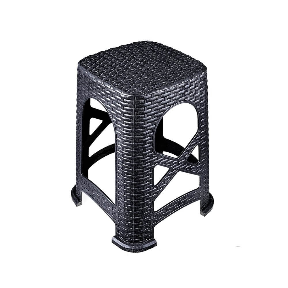 Büyük Hasır Tabure (Siyah)