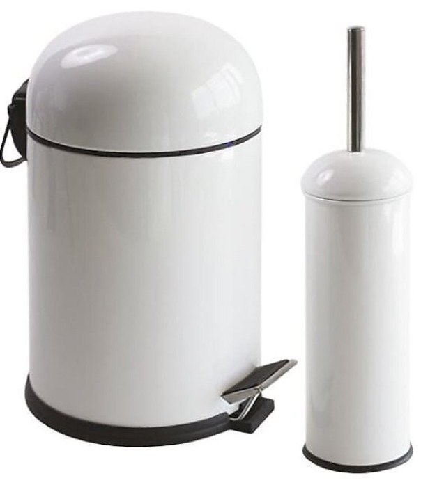 2’Li Bon Kapak Banyo Seti Gri (5 Lt Bon Kapak Çöp Kovası+Bon Kapak Wc Fırçalık)