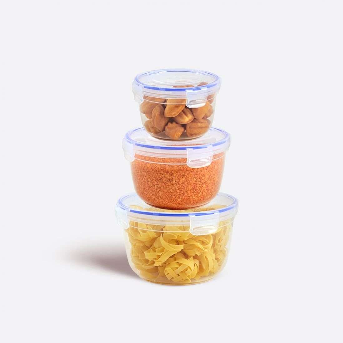 3'Lü Contalı Yuvarlak Saklama Set(1200,2100,3400 Ml)